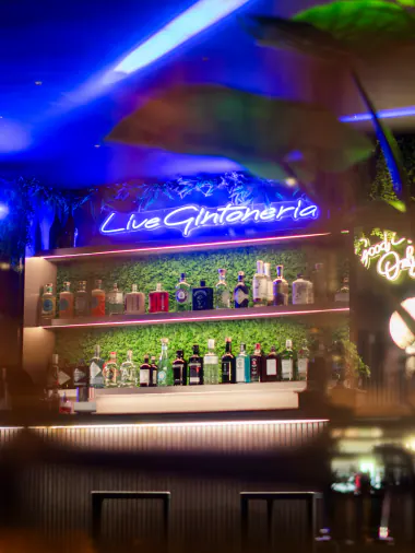 Bar mit dem Neonschild «Live Gintoneria»
