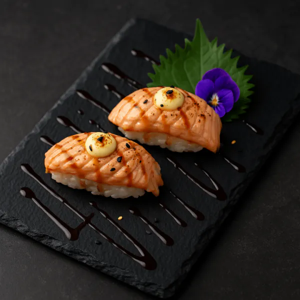 Flambierte Lachs-Nigiri